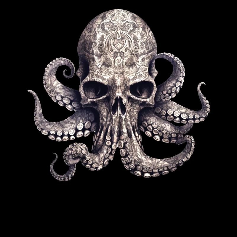 Octopus Skull Enigmatic Vintage Gradient Tentacles