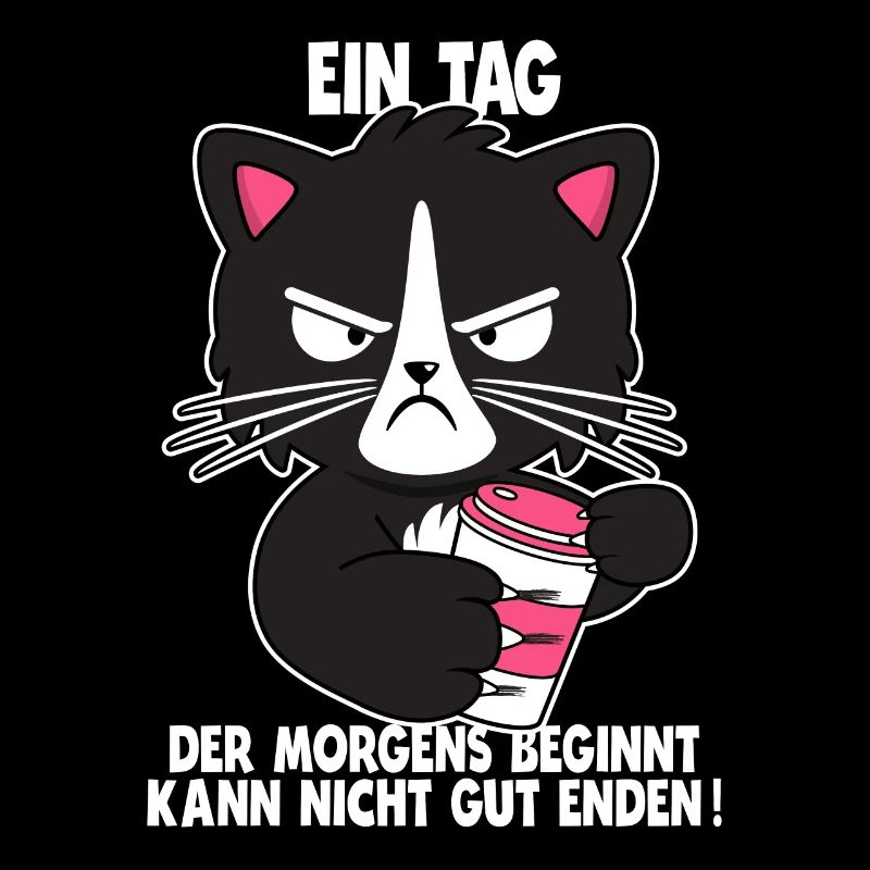 Katze Kaffee Morgenmuffel Faul Spruch Geschenk