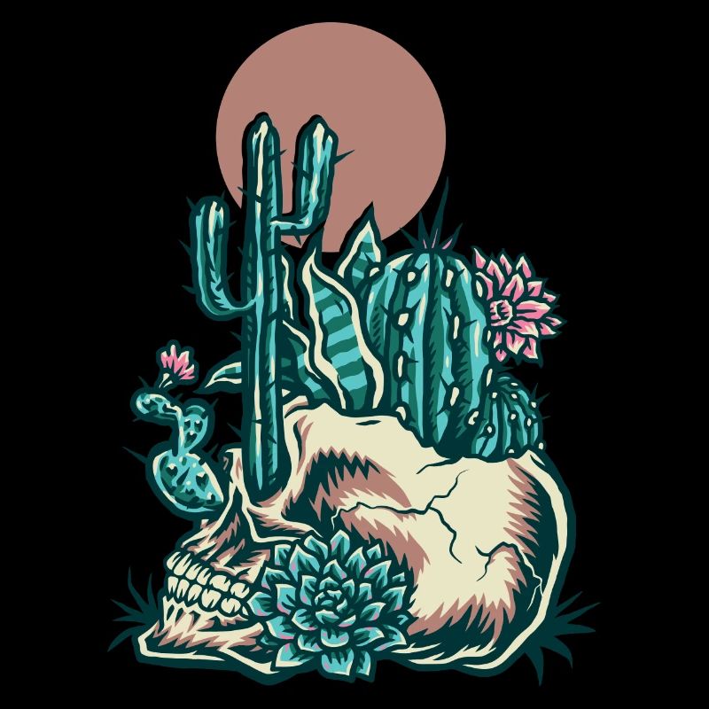 Skull with cactus