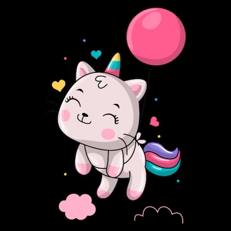 Einhorn schwebt mit Ballon