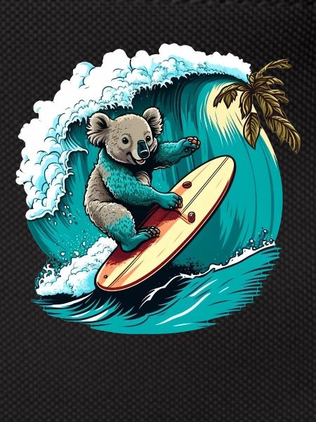 Koala has fun surfing