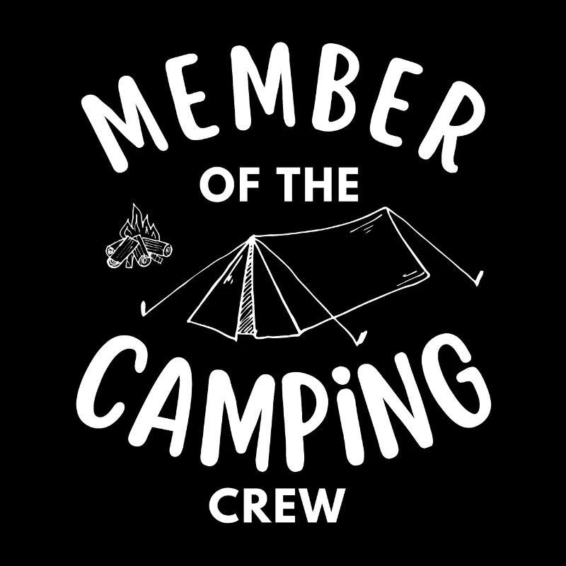 Mitglied der Camping Crew lustig