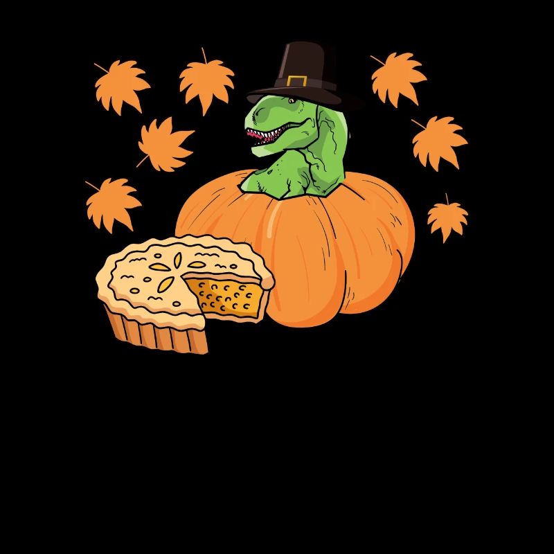 Pilgrim Trex Dinosaur Pumpkin Pie Thanksgiving