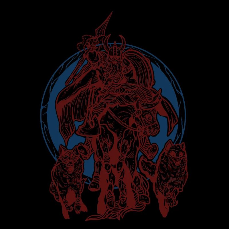 Wikinger Odin mit Sleipnir & Gungnir Design