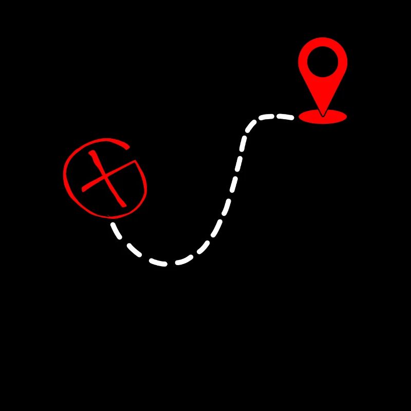 Moving from the X symbol to the destination point - Geocaching
