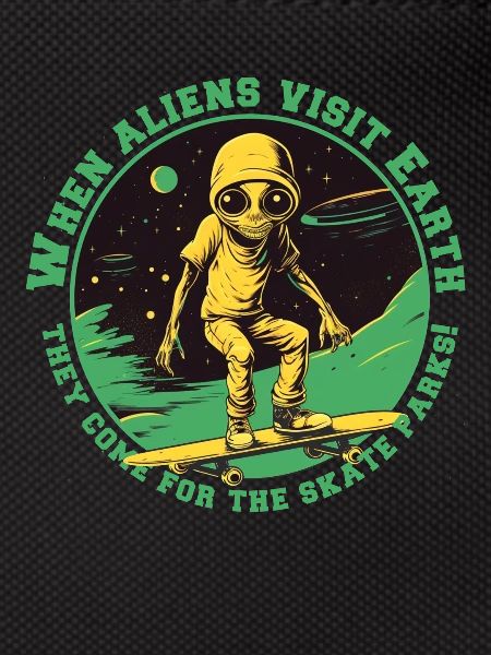 Skaterals dans l’espace avec lettrage