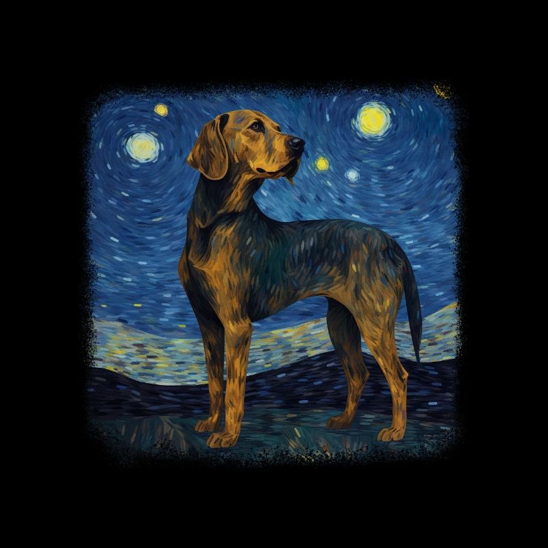 Black and Tan Coonhound Van gogh starry night