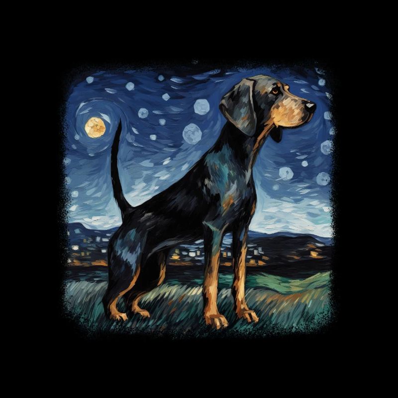 Black and Tan Coonhound Van gogh starry night