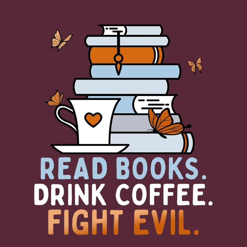 Bücher Lesen Kaffee Trinken Böses Bekämpfen