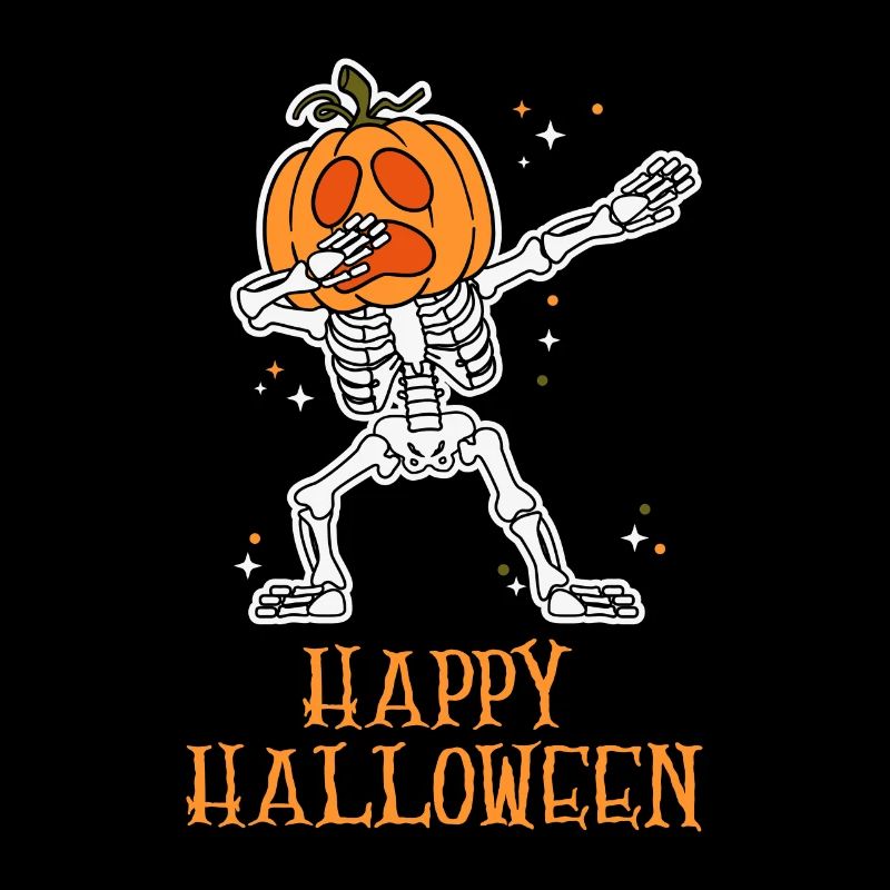 Halloween Design: Dabbing Skeleton with Pumpkin Head