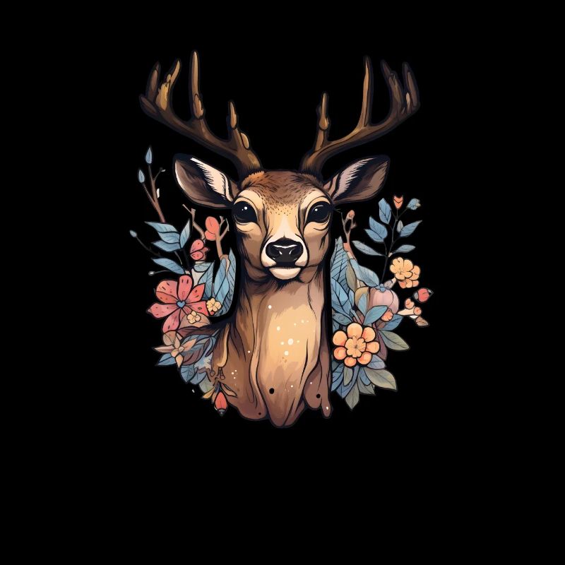 Deer floral pattern