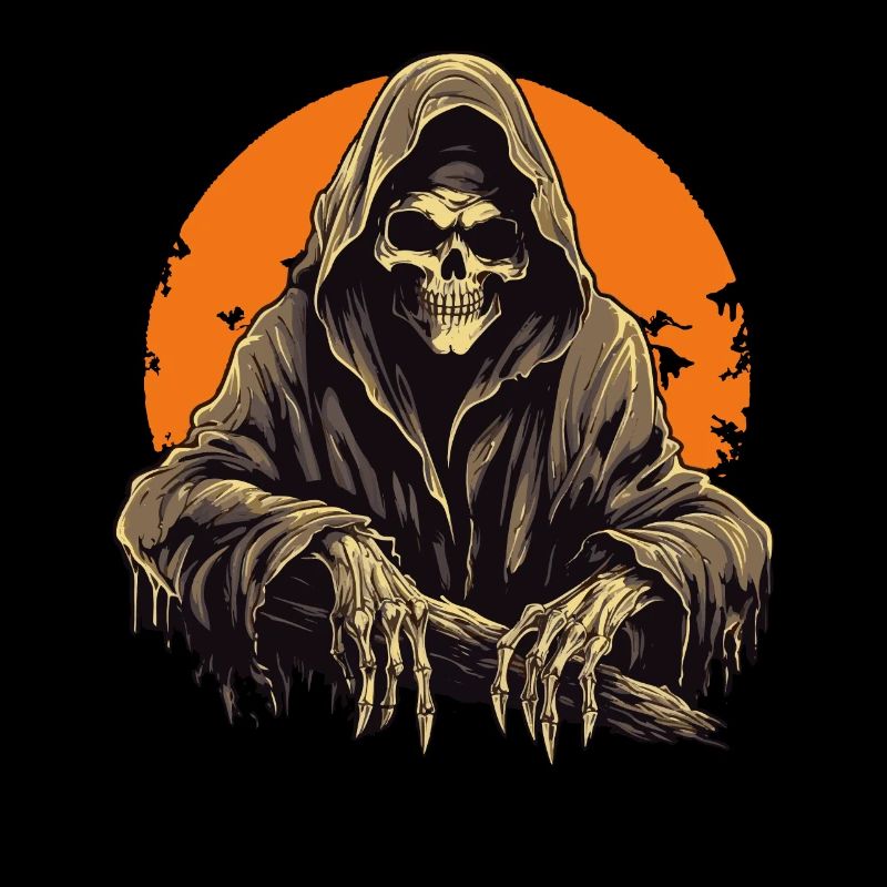 Creepy Grim Reaper with Full Moon Halloween
