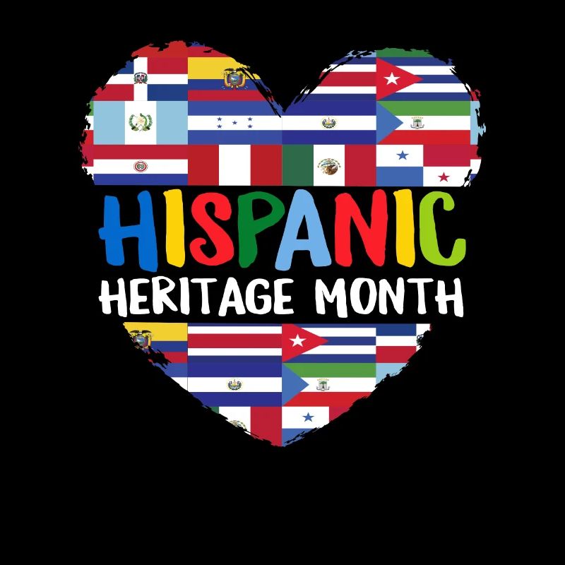 Hispanic Heritage Month All Countries Flags Heart