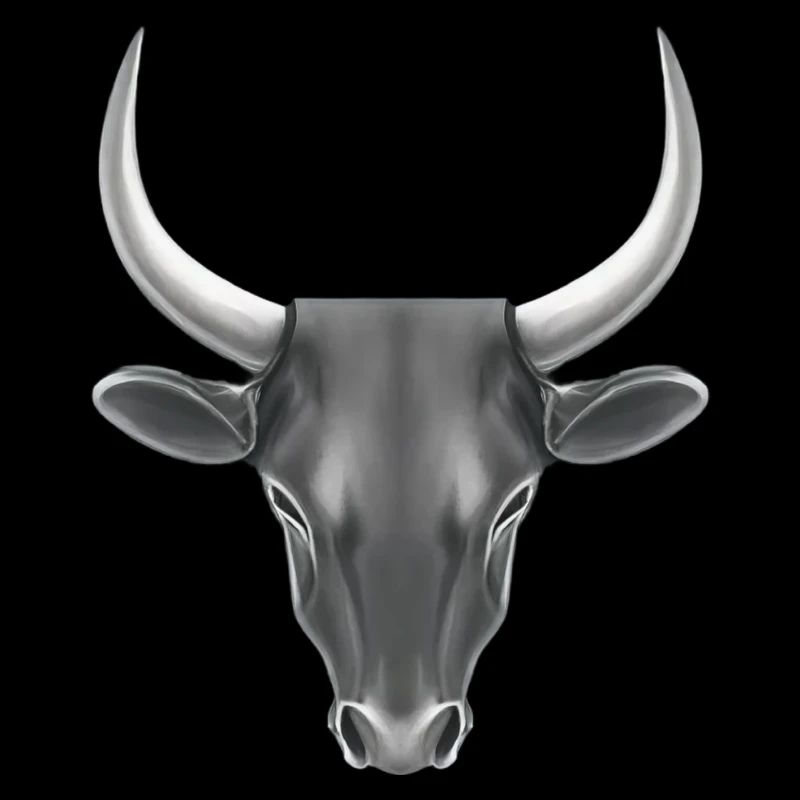 STYLIZED BULL WITH LARGE HORNS