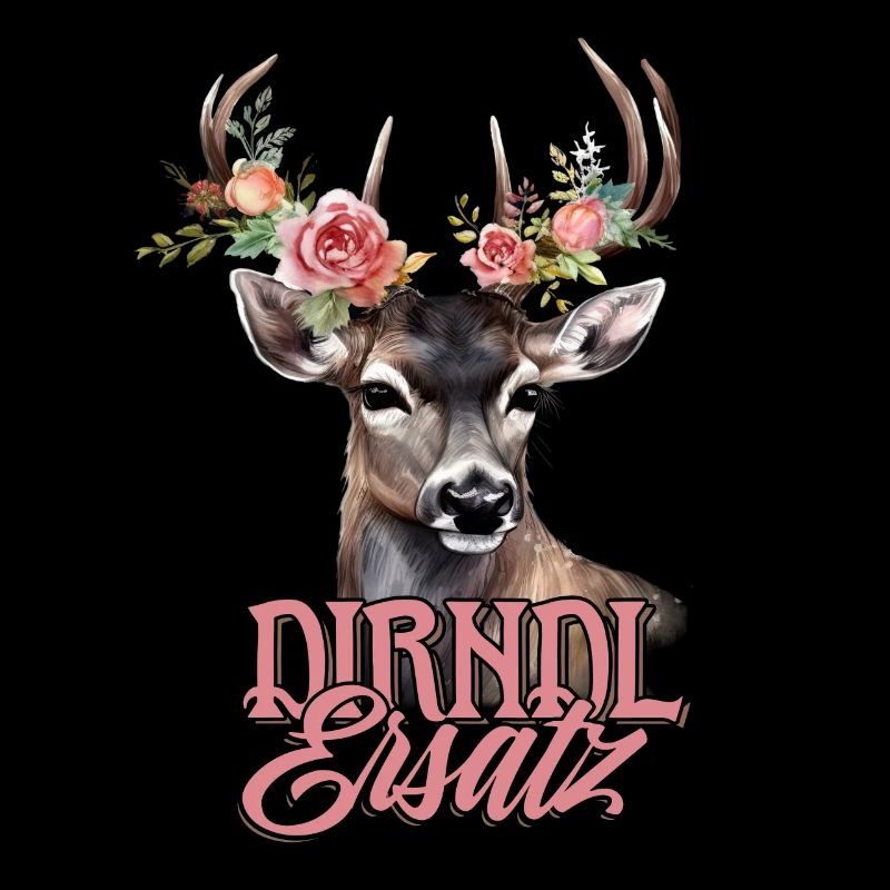 Dirndl Ersatz Hirsch Hirschgeweih Rosen