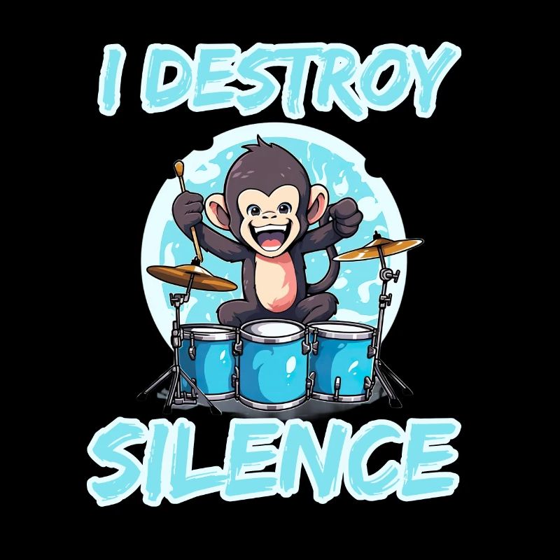 I Destroy Silence Affe Schlagzeug Trommeln