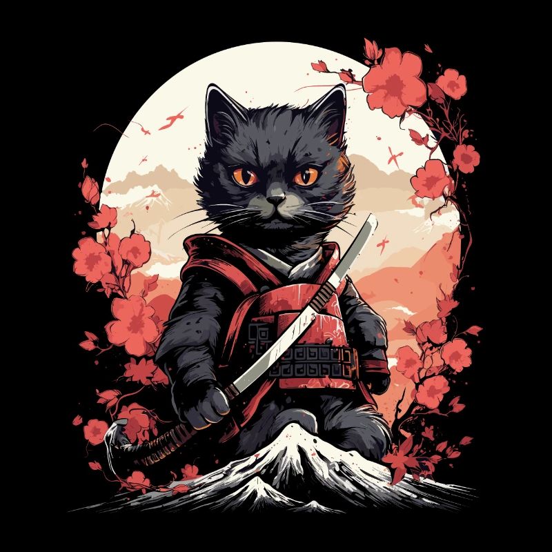 Ancien Guerrier du Japon Chat Ninja | Minou samouraï
