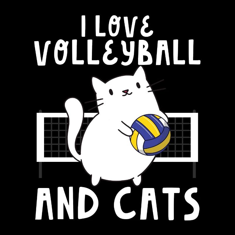 Spiker Setter Mignon Drôle J’aime Volleyball Et Chat