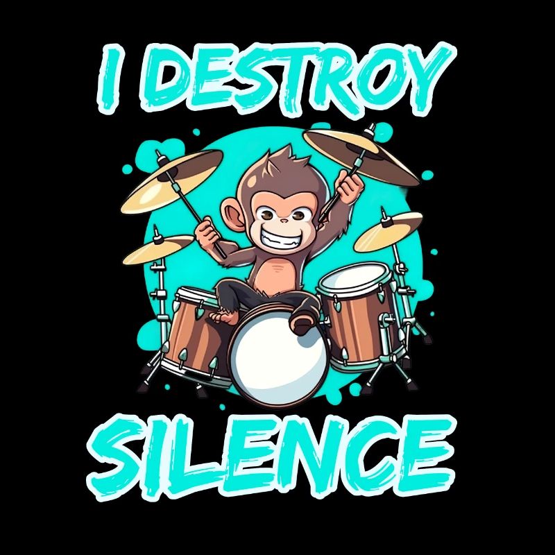 I Destroy Silence Affe Schlagzeug Trommeln