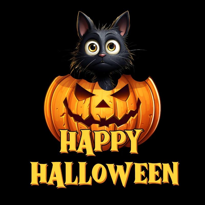 Drôle de chat à la citrouille, Joyeux Halloween