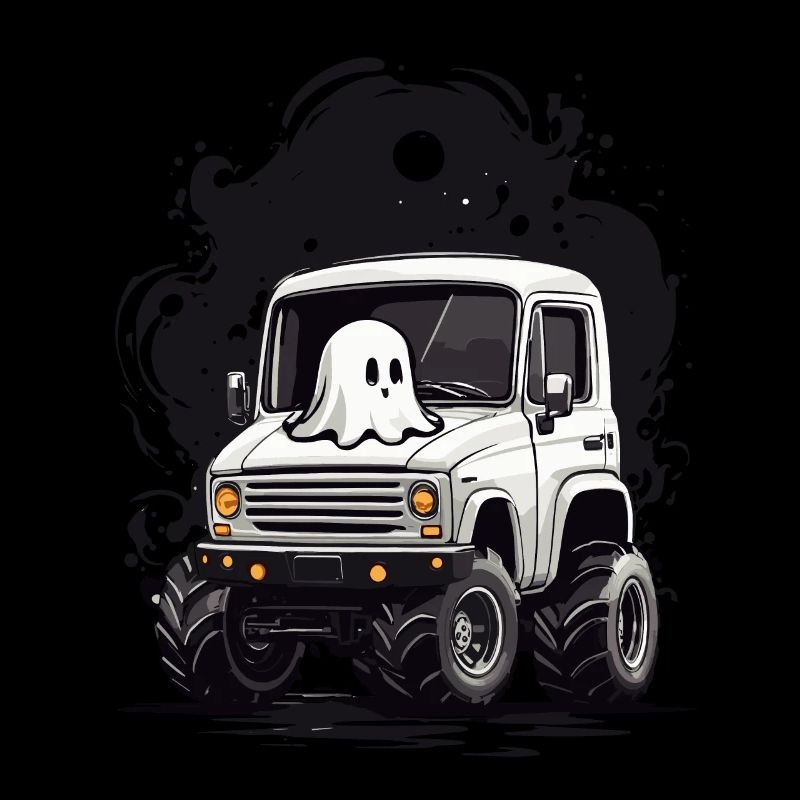 Funny Halloween Ghost Driver Ghost Cartoon
