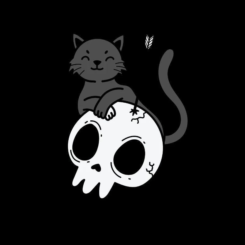 Chat avec crâne de style gothique