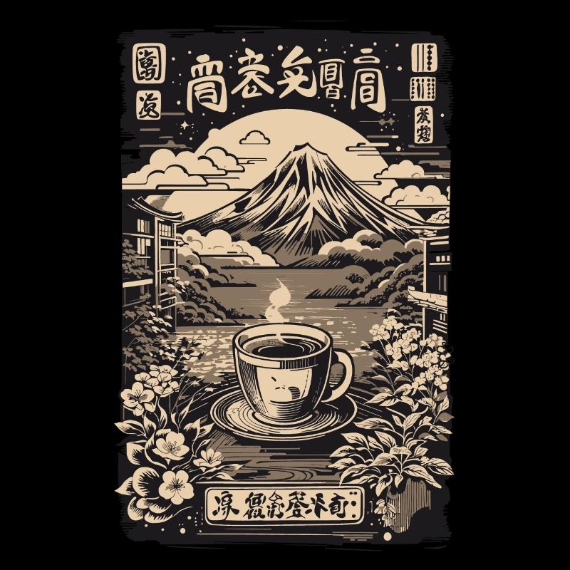Ukiyo-E Coffee and Tea Lovers Retro Japan