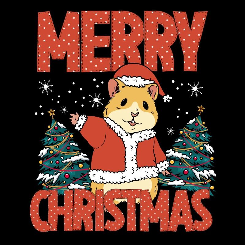 Joyeux hamster de Noël rouge