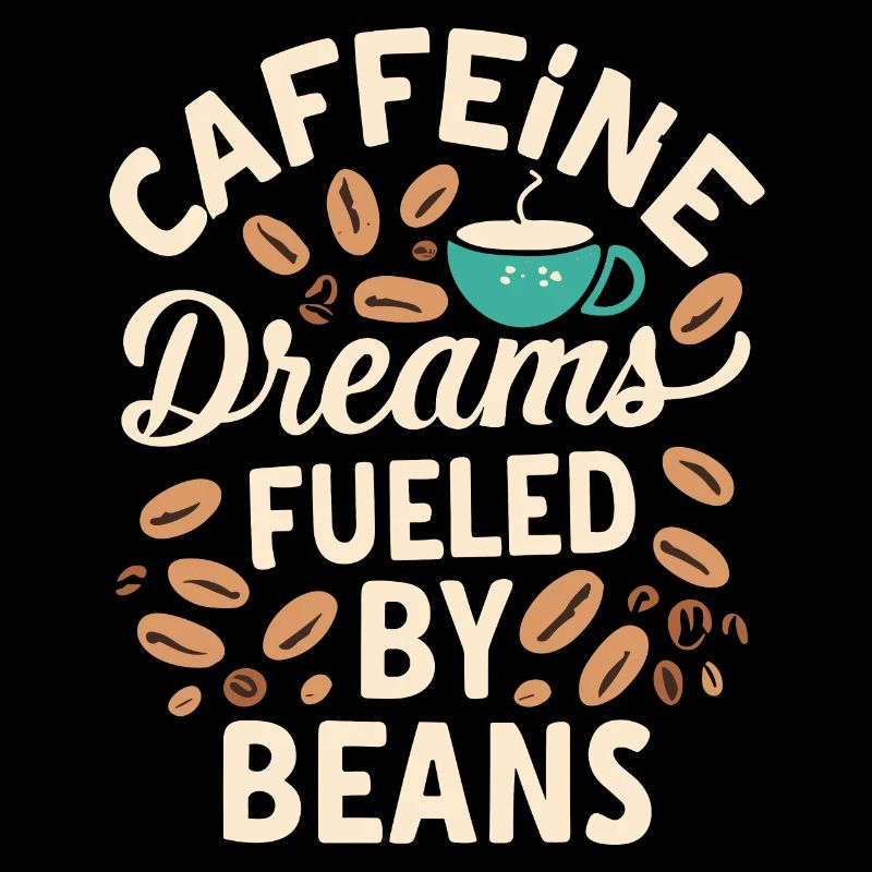 Caffeine Dreams Fueled by Beans Kaffee Spruch