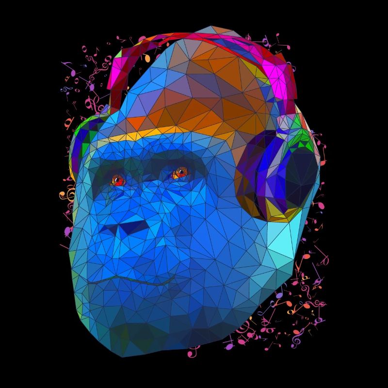Gorilla mit Kopfhörern Low Poly Pop Art Kunst