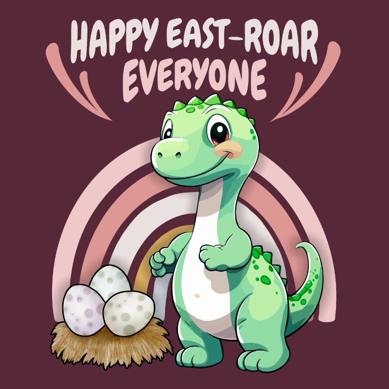 Easter, Dinosaur, Baby Dino with Easter Egg, Saying