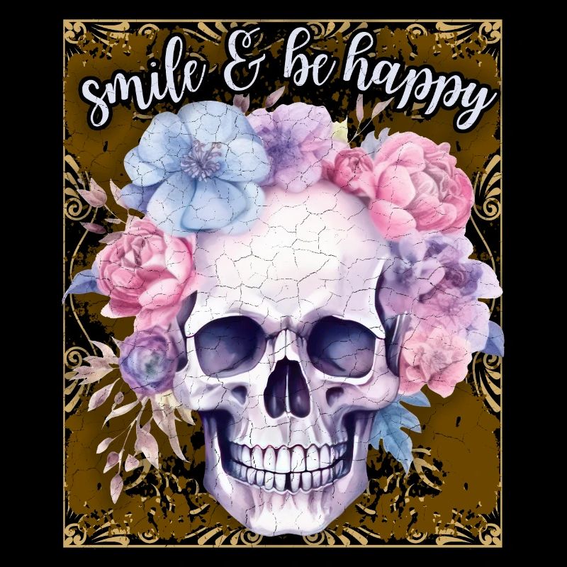 Crâne avec des fleurs, dicton de motivation
