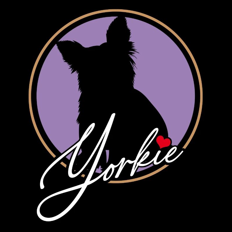 Yorkshire Terrier in colored circle with red heart