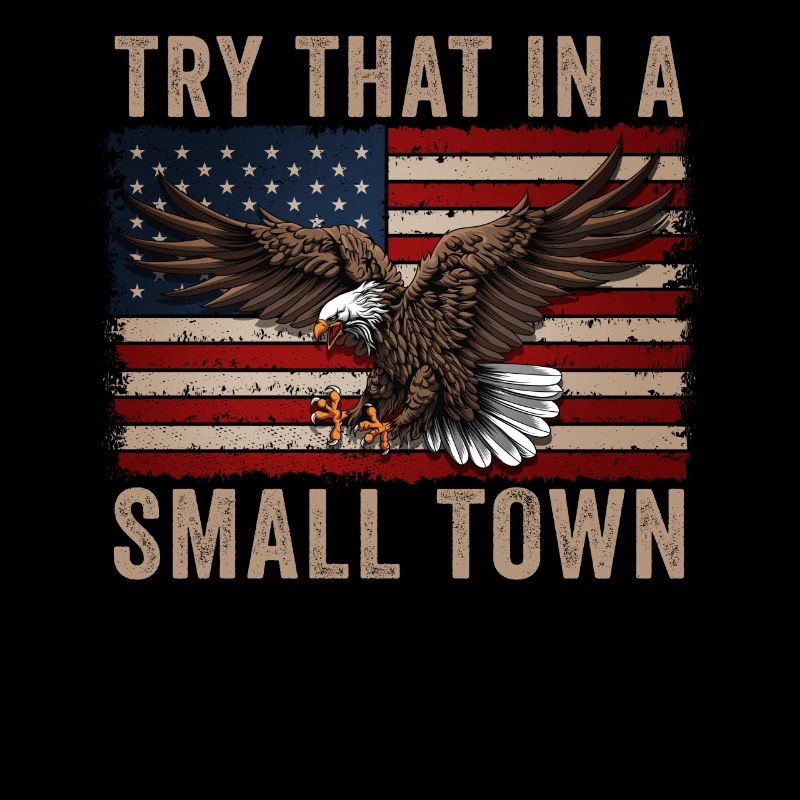 Try That In A Small Town American Flag Eagle