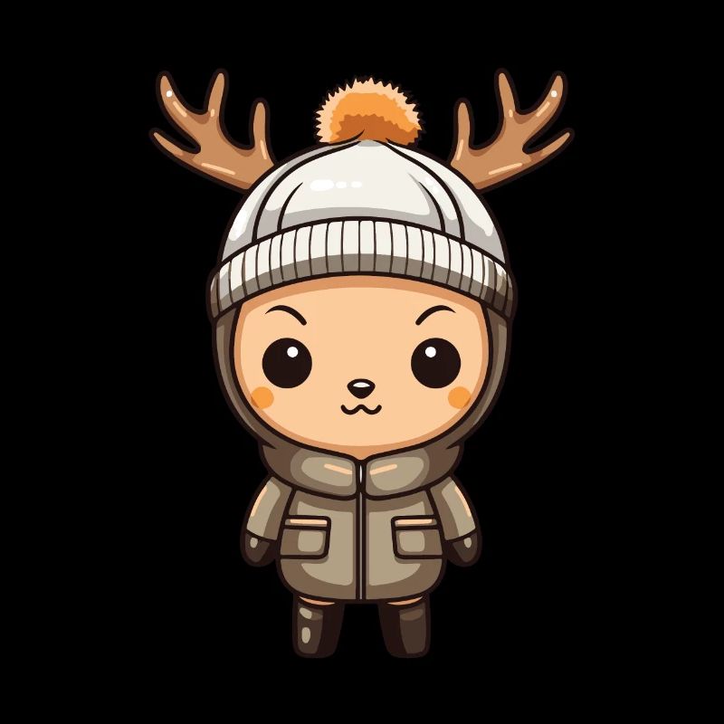 Deer Cute Comic Winter