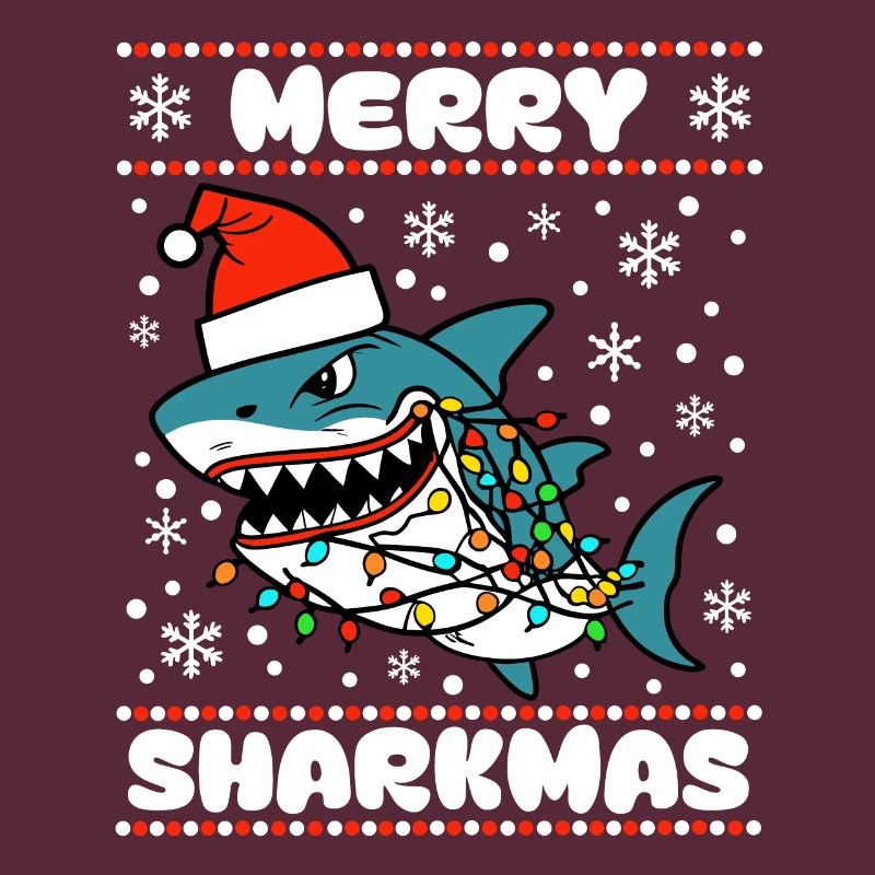 Merry Sharkmas Pull de Noël moche Shark Ocean