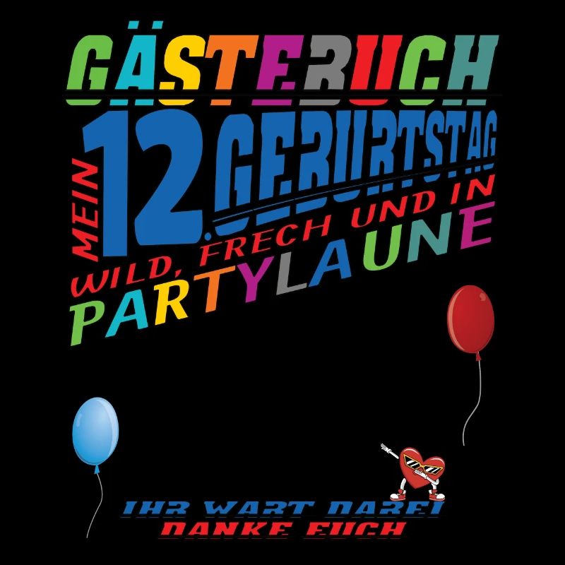 12. Geburtstag Mädchen & Junge Gästebuch