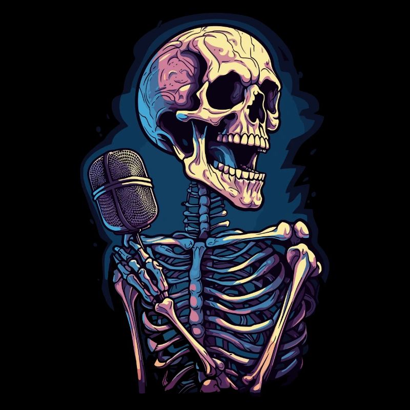 Bunter abstrakter Totenkopf mit Mikrofon
