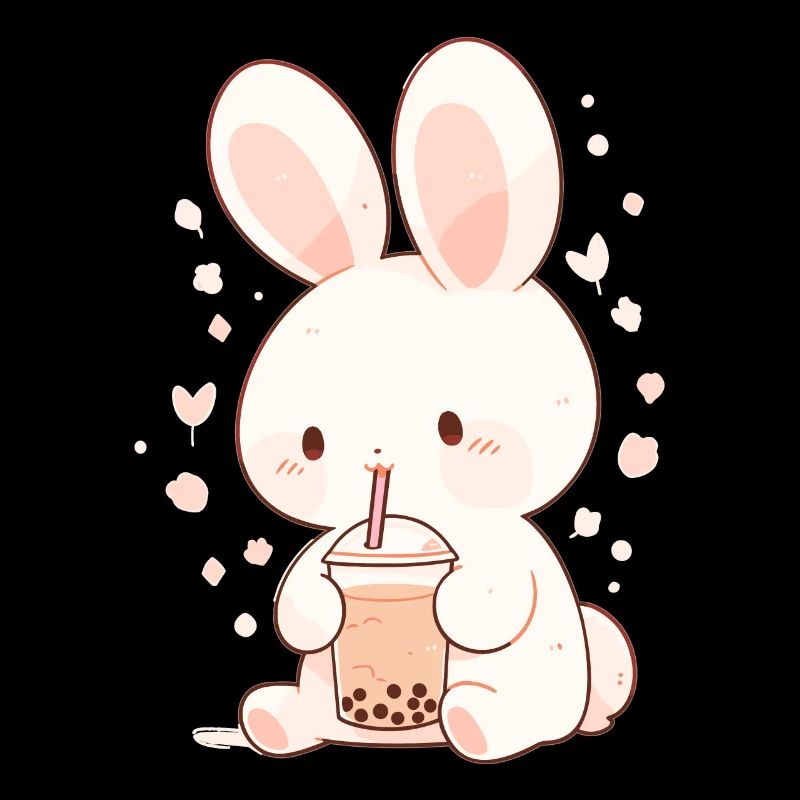 Kawaii Hase trinkt Boba Bubble Tea Chibi
