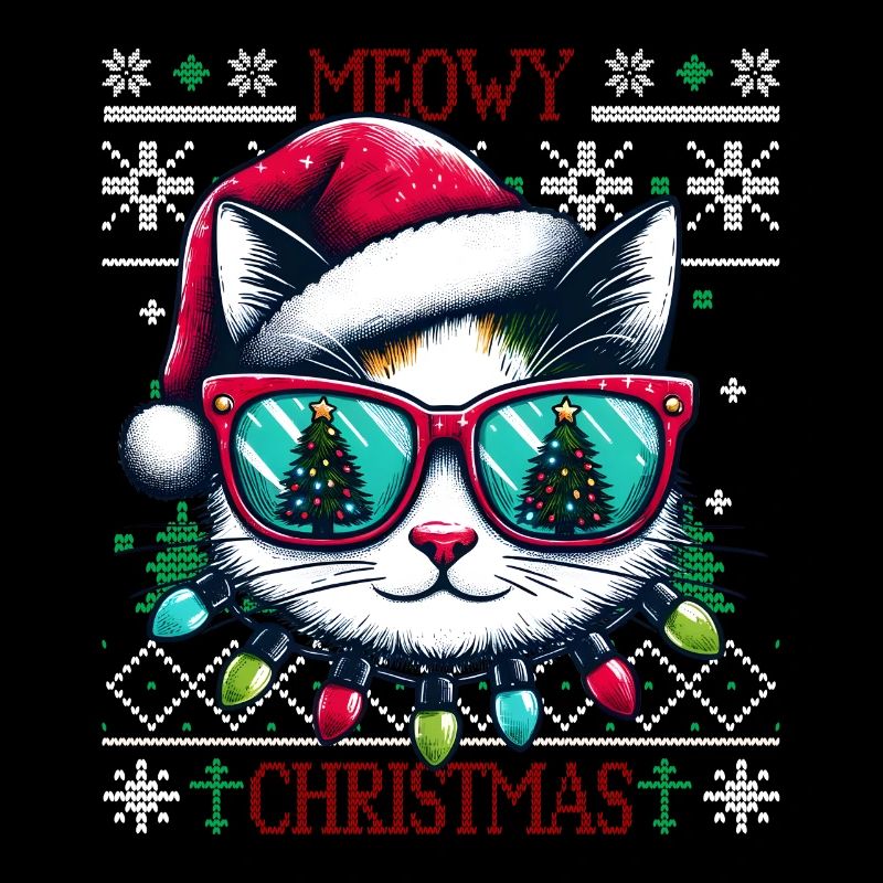 Meowy Noël - Pyjama chat PJ Ugly Funny Noël
