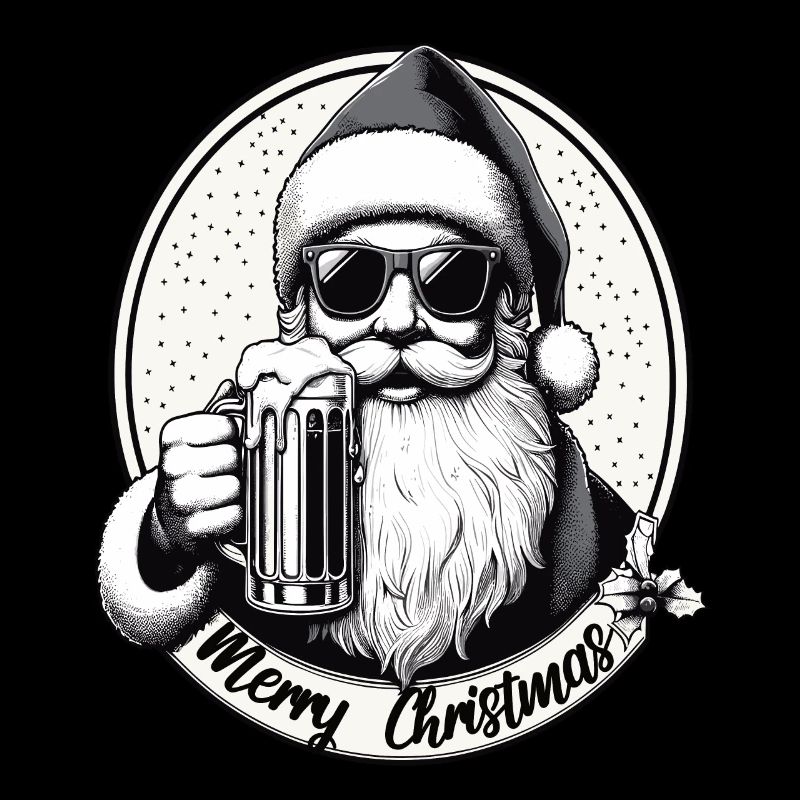 Weihnachtsmann mit Bier Frohe Weihnachten