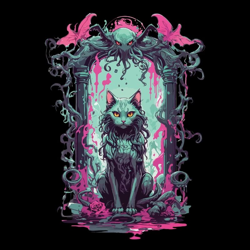 Conception de monstre magique chat occulte gothique