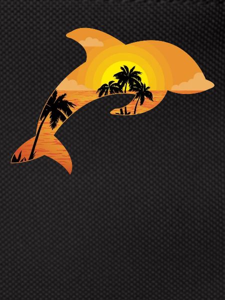 Dolphin Palm Tree Sunset
