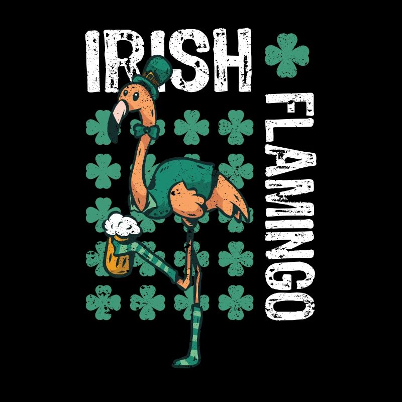 Flamant rose irlandais oiseau vert Saint-Patrick