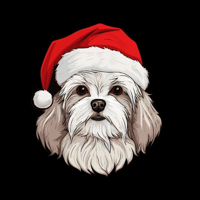 Tête de Noël de chien maltais