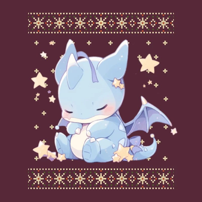 Dragon kawaii dans le style pull de Noël moche