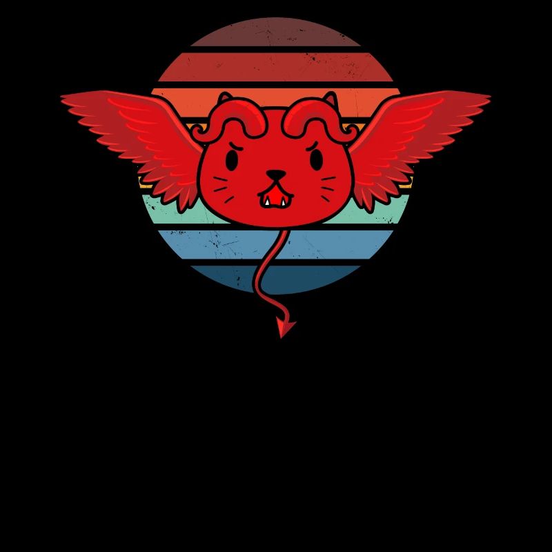 Cute Devil Cat Retro T-Shirt