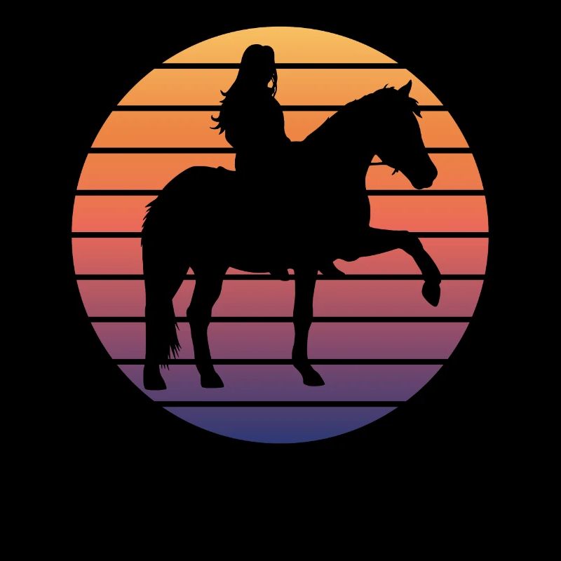 Coucher de soleil cavalier cheval magie