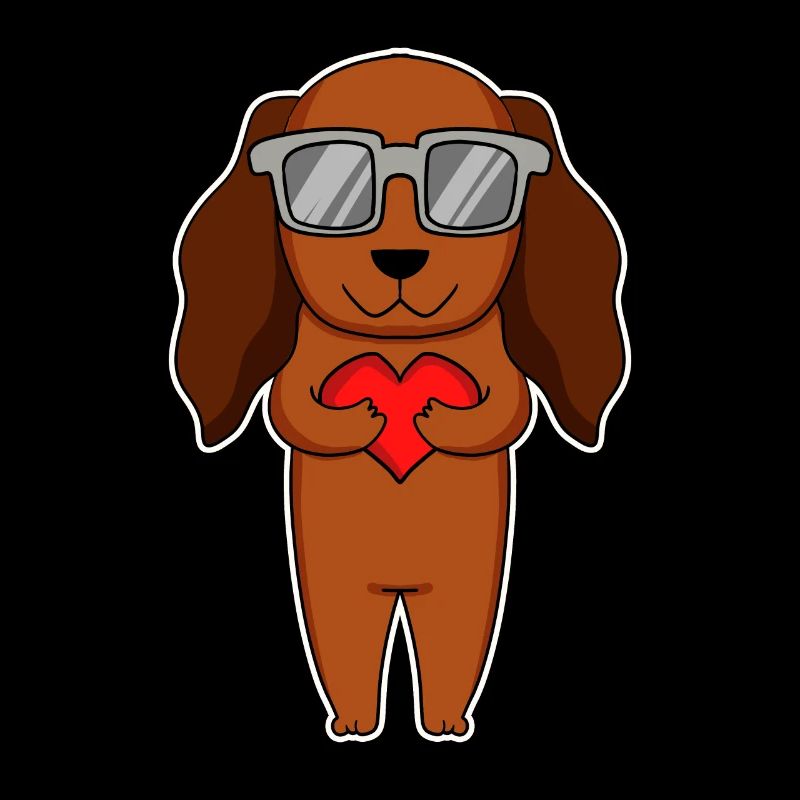 Hund mit Herz und Brille - Dackel