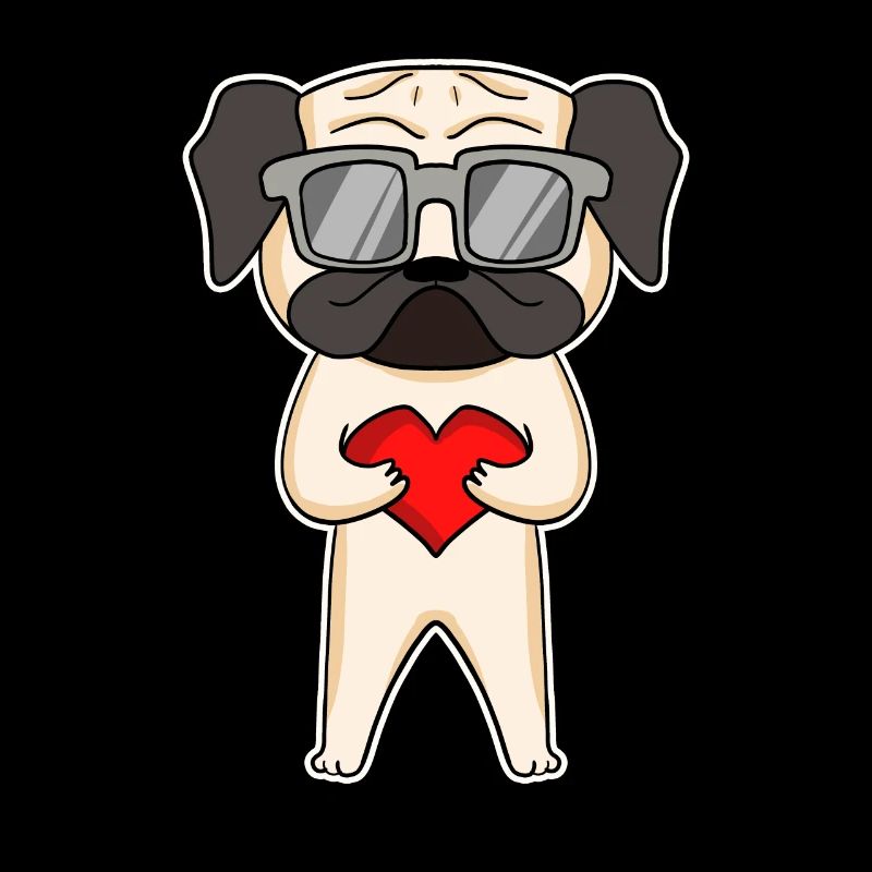 Hund mit Herz und Brille - Mops